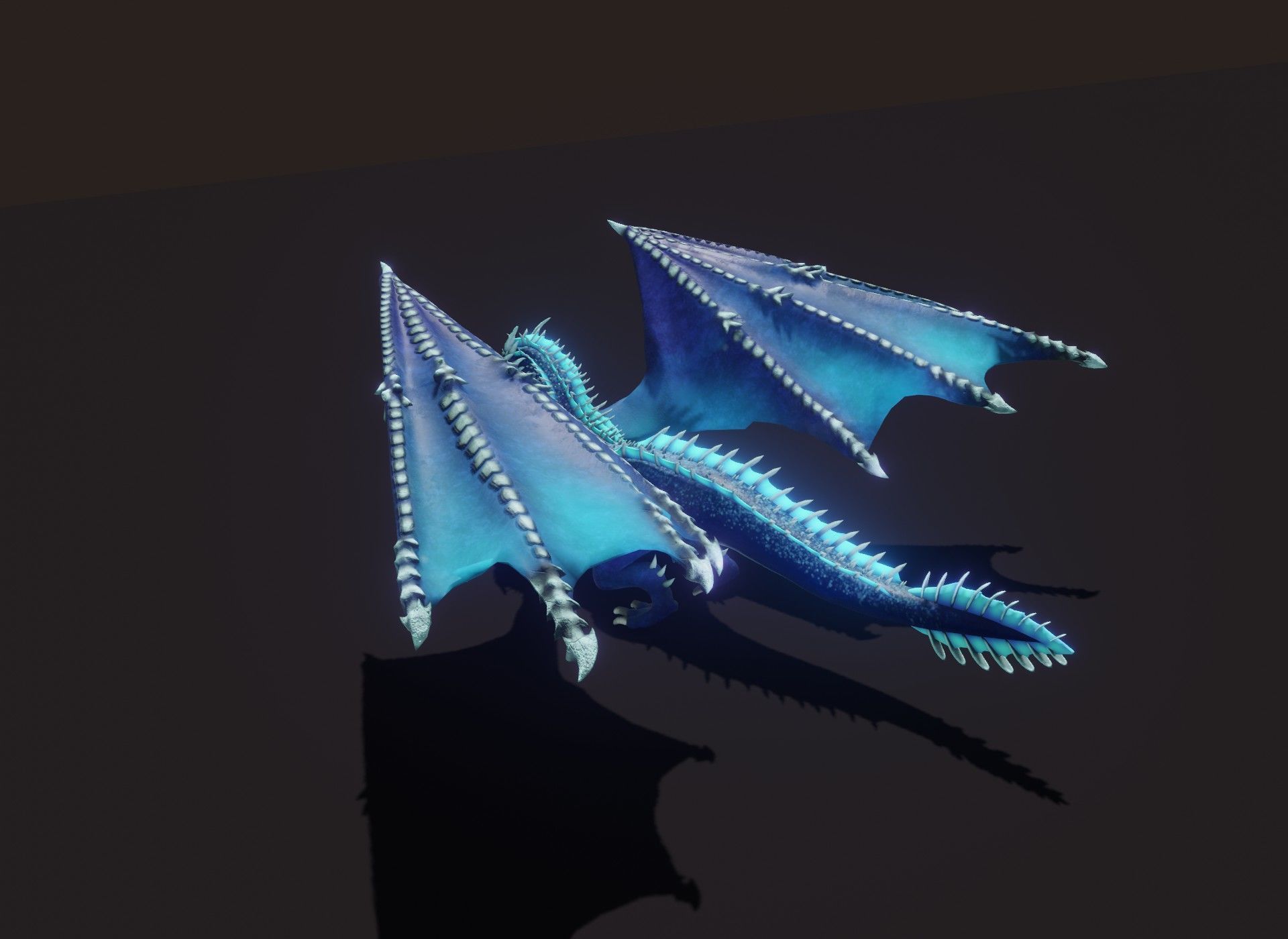 Realistic Blue Dragon Animated 3D Model Low-poly 3D model_8