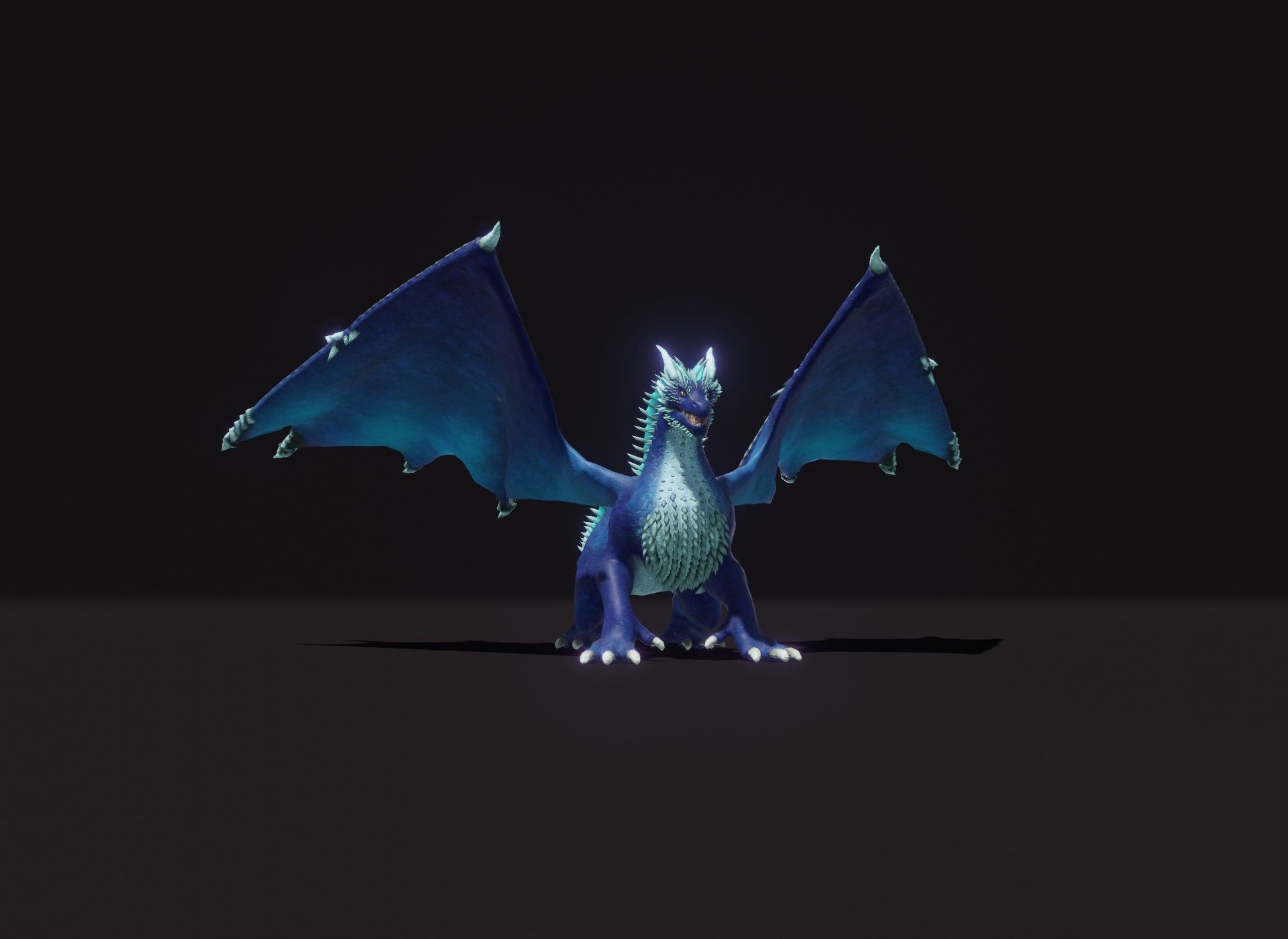 Realistic Blue Dragon Animated 3D Model Low-poly 3D model_10