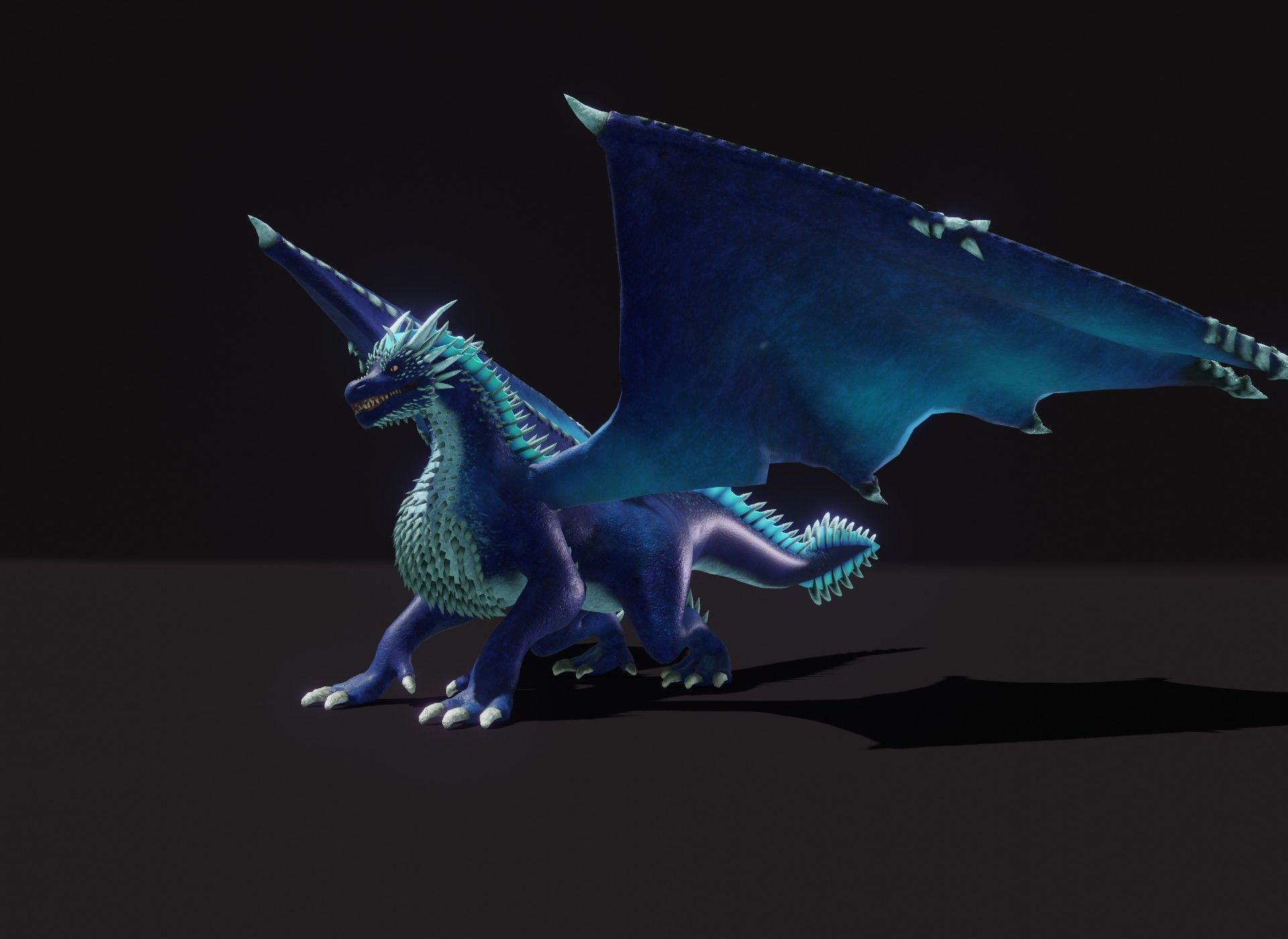 Realistic Blue Dragon Animated 3D Model Low-poly 3D model_20