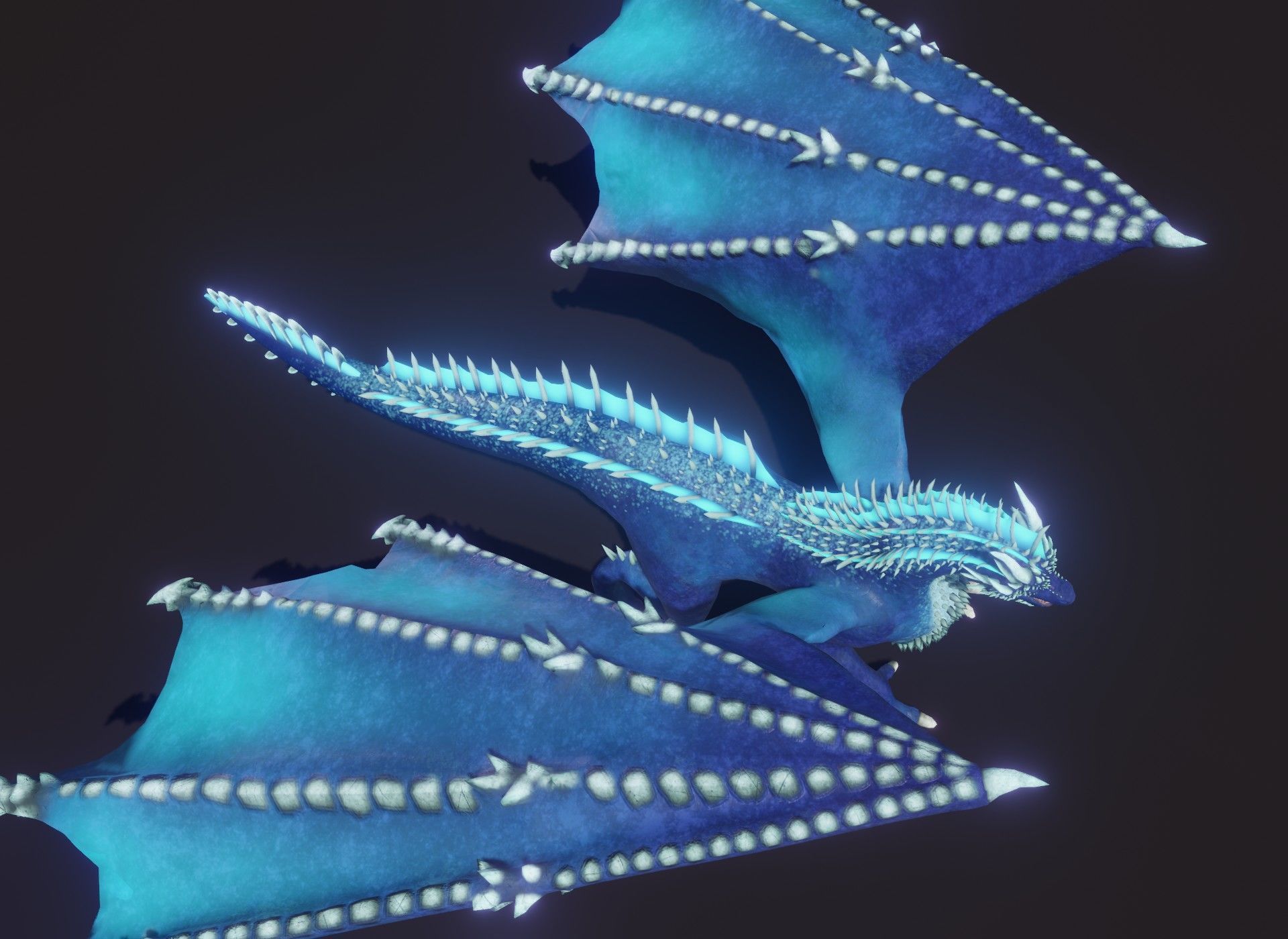 Realistic Blue Dragon Animated 3D Model Low-poly 3D model_17