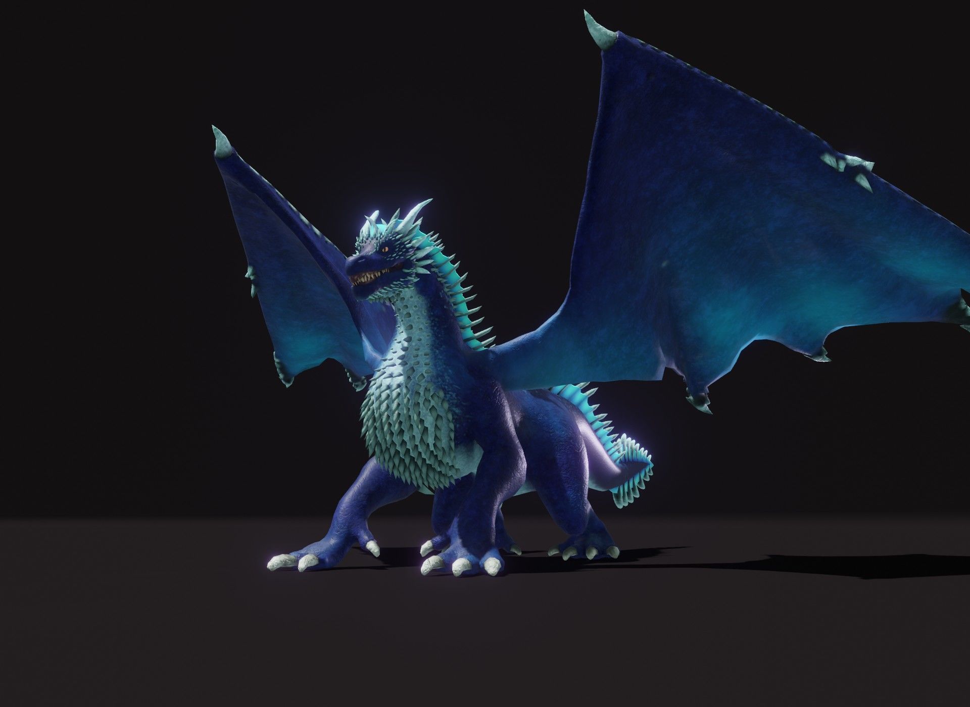Realistic Blue Dragon Animated 3D Model Low-poly 3D model_9