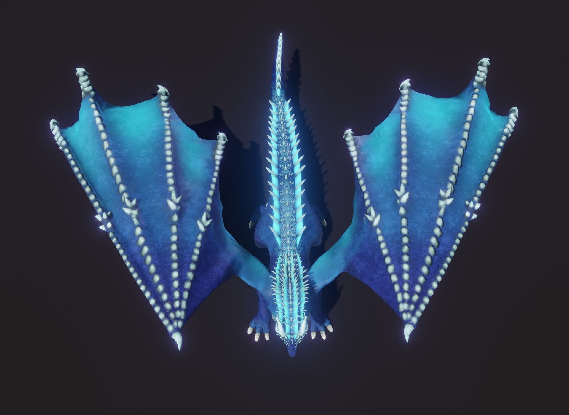 Realistic Blue Dragon Animated 3D Model Low-poly 3D model_11