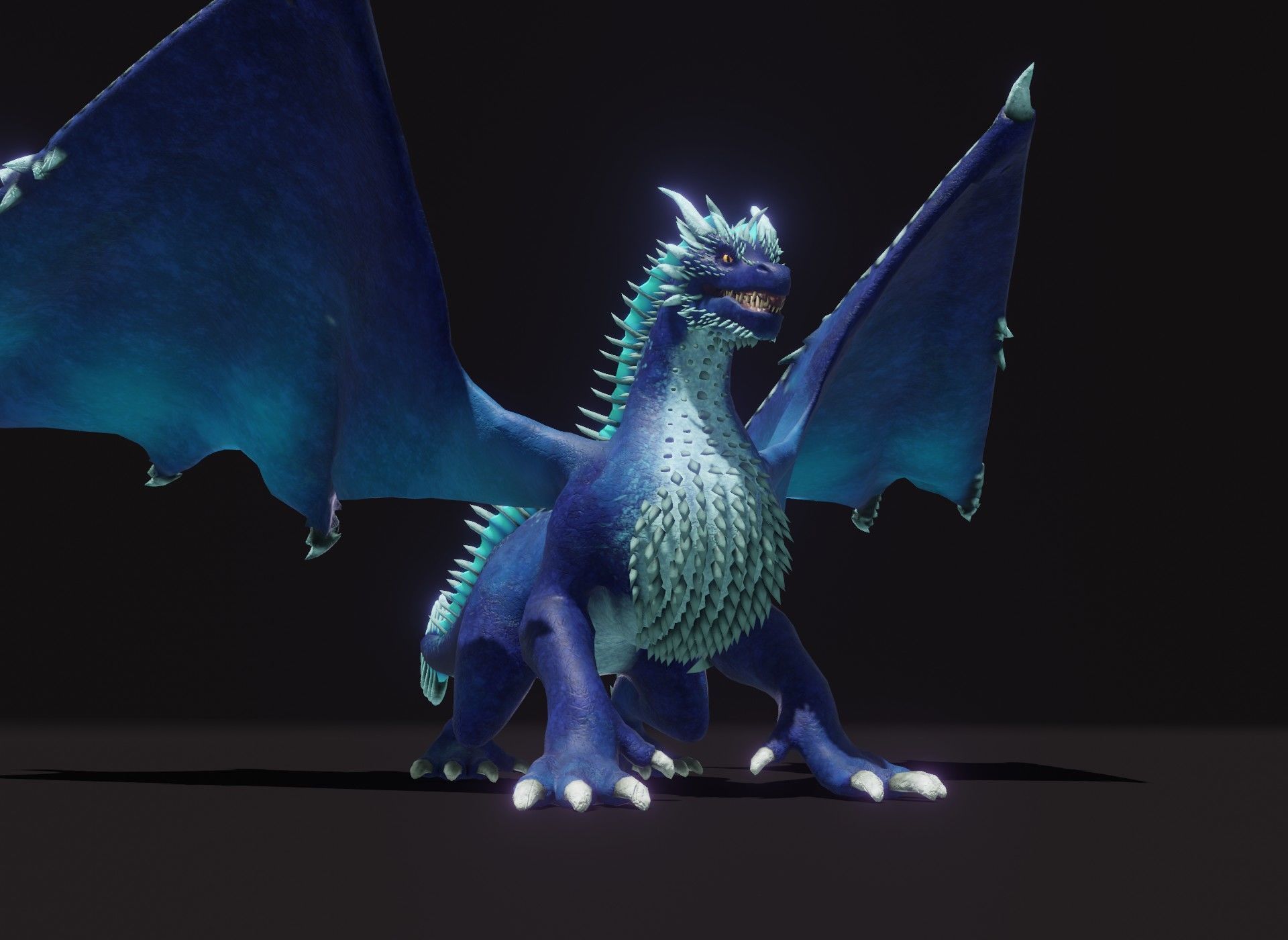 Realistic Blue Dragon Animated 3D Model Low-poly 3D model_22