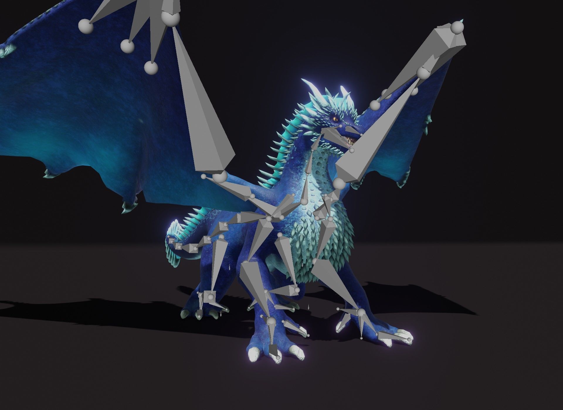 Realistic Blue Dragon Animated 3D Model Low-poly 3D model_24