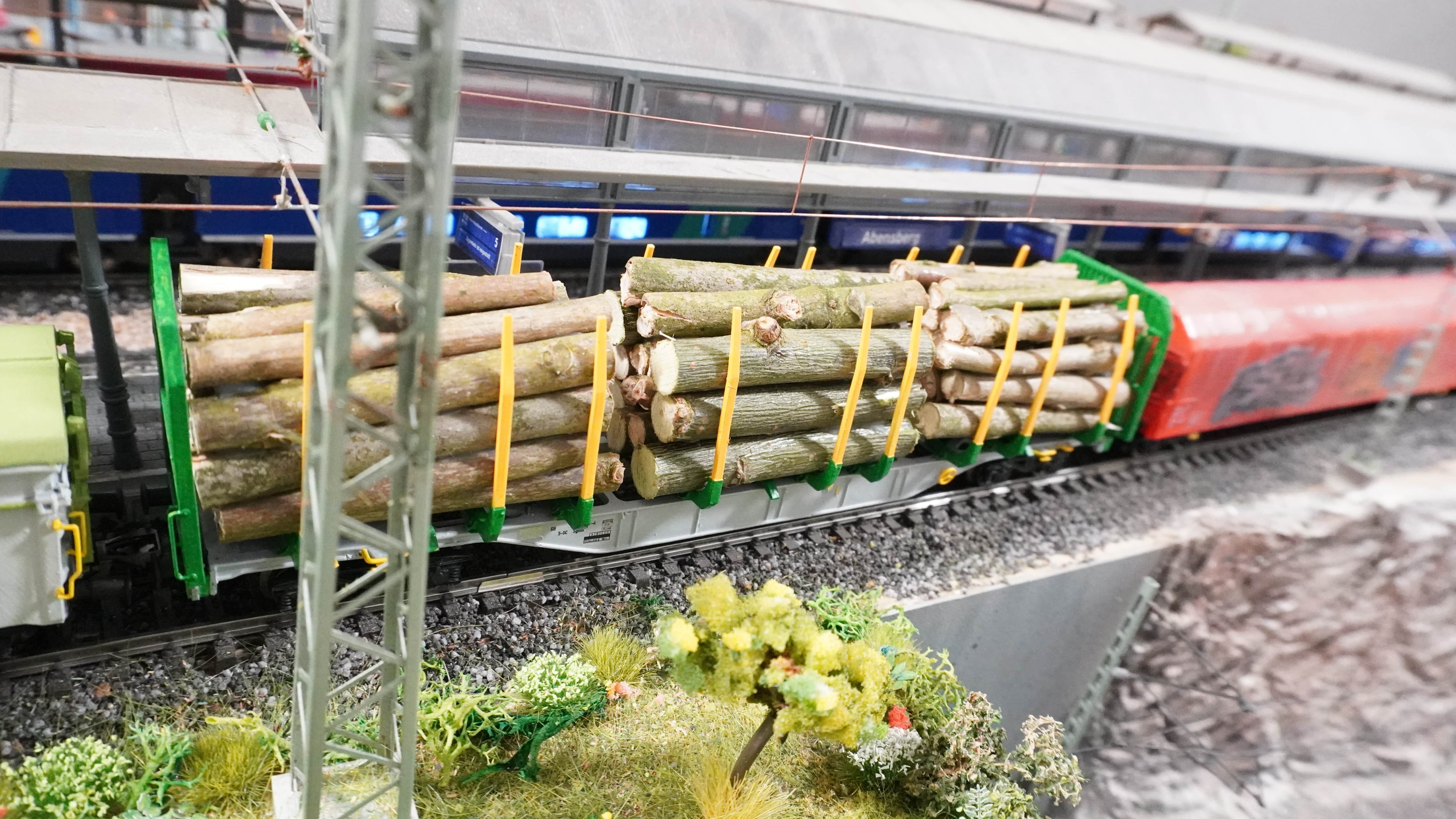 Pre supported Sgnss R 9 log carrying wagon H0 Scale 3D print model_9