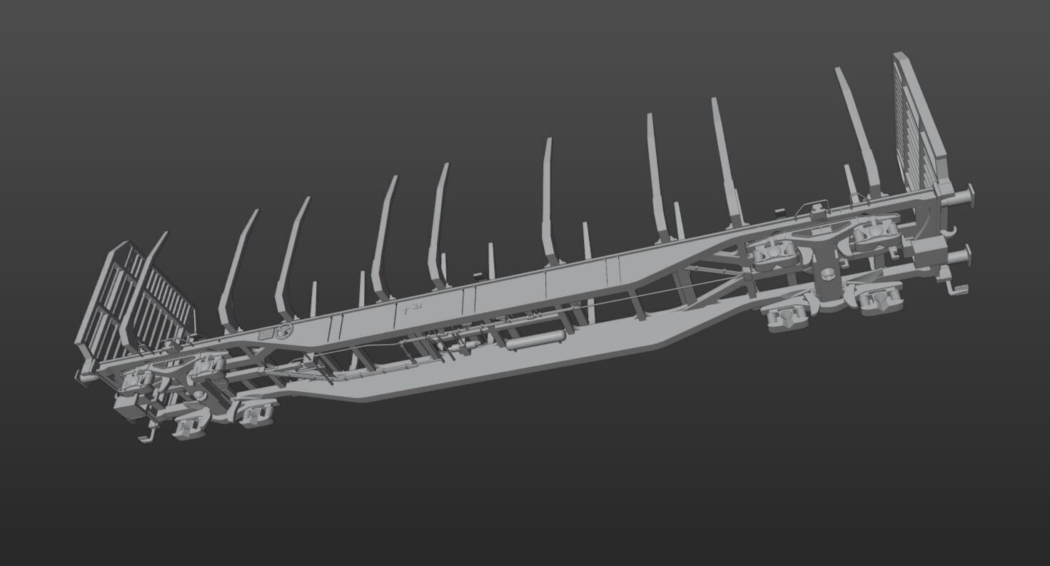 Pre supported Sgnss R 9 log carrying wagon H0 Scale 3D print model_15