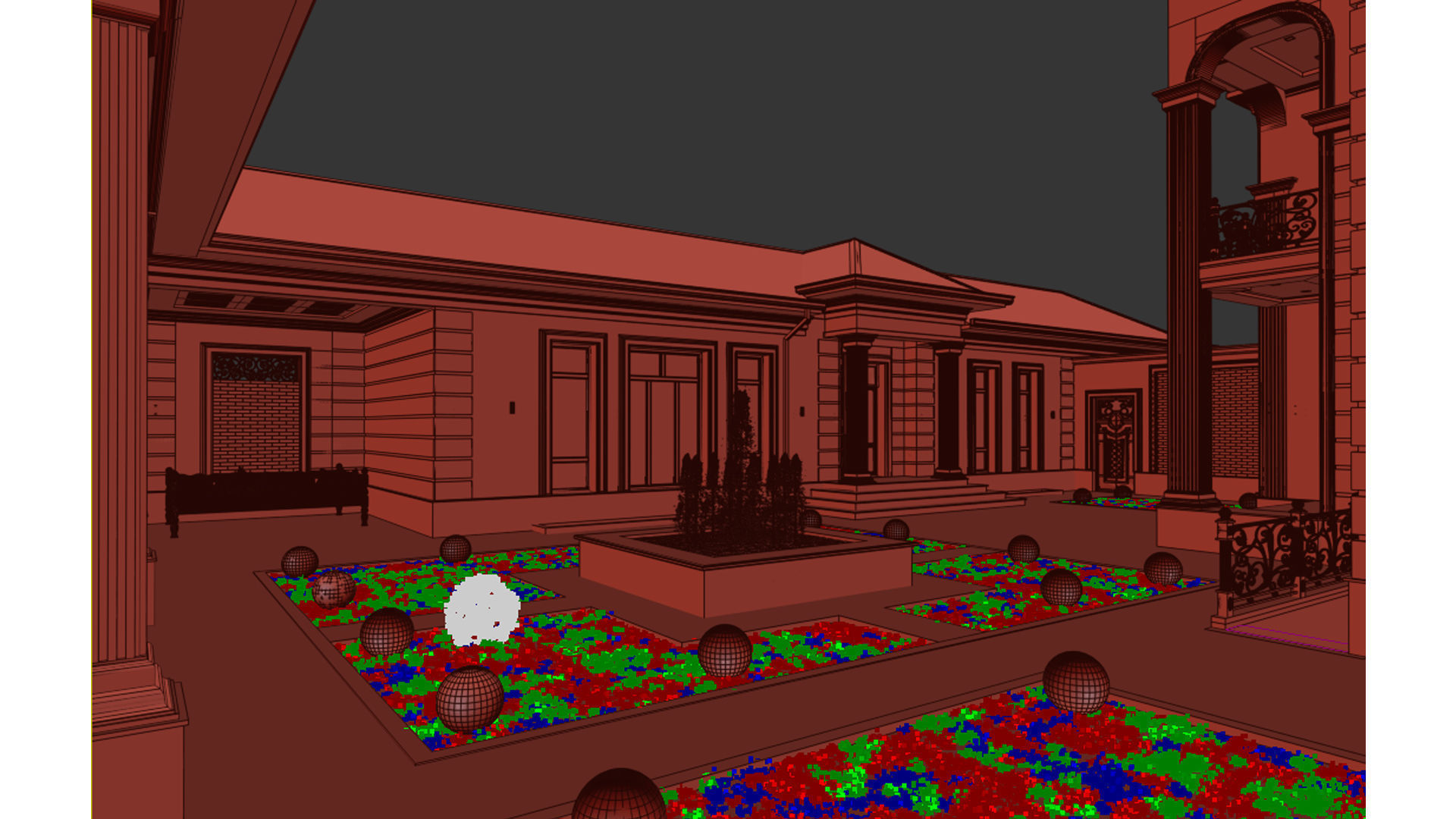 Two-story villa Facade design 3D model_16