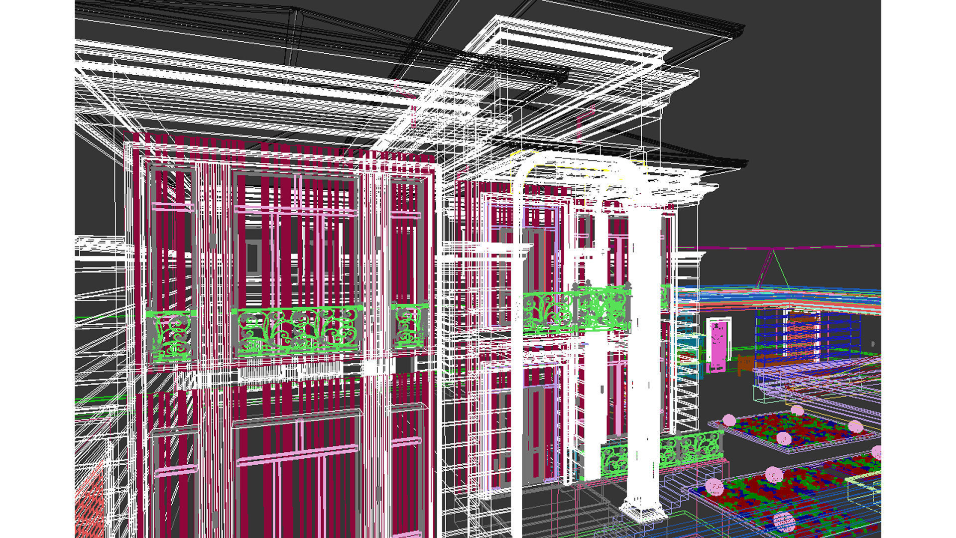 Two-story villa Facade design 3D model_25