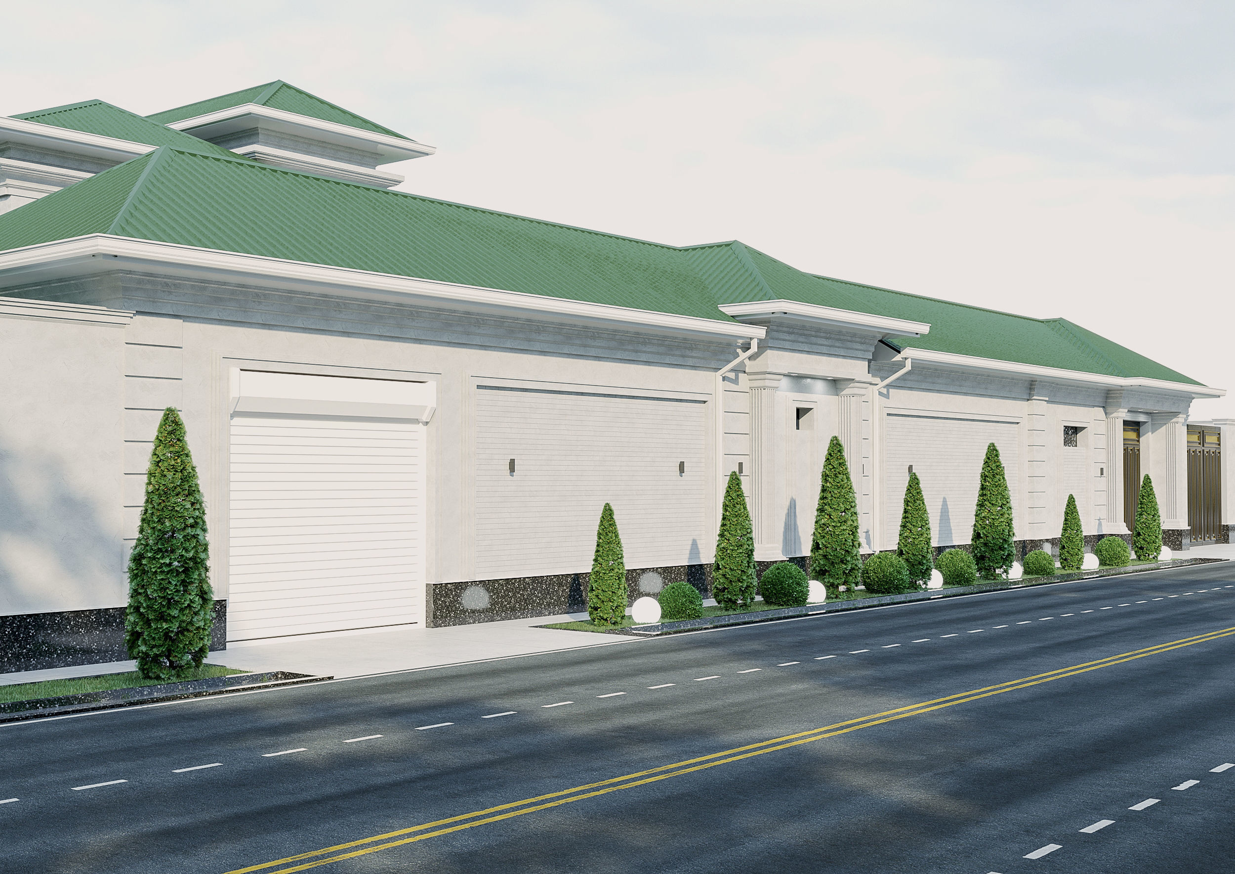 Two-story villa Facade design 3D model_13