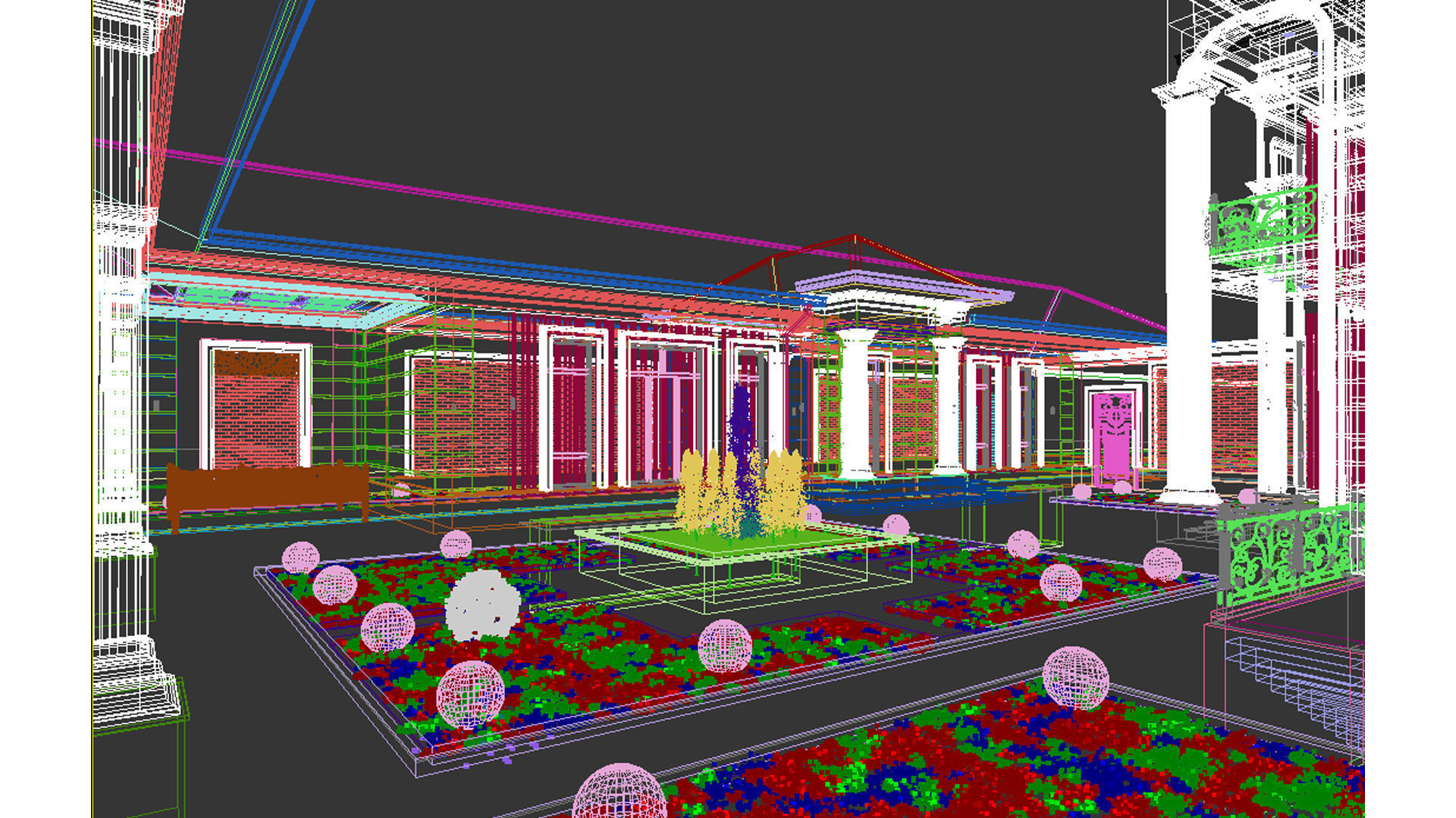 Two-story villa Facade design 3D model_24