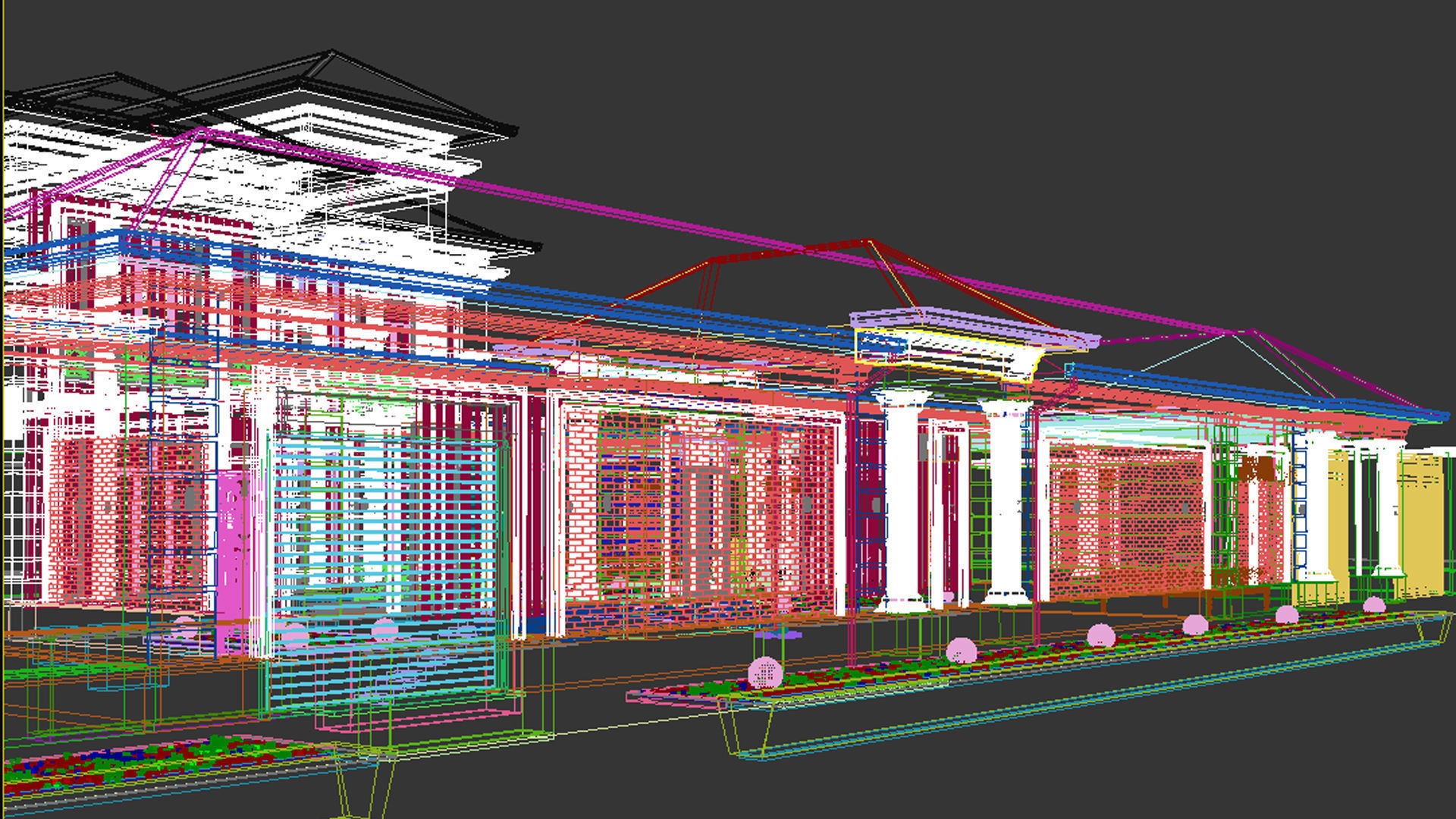 Two-story villa Facade design 3D model_26