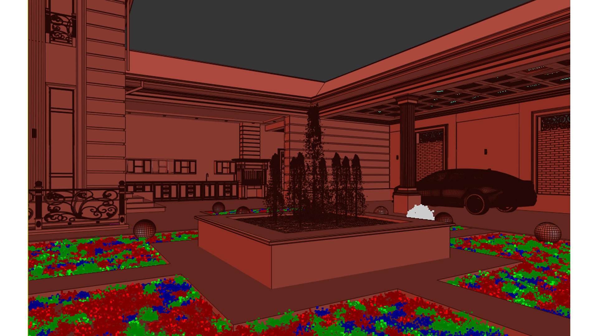 Two-story villa Facade design 3D model_19