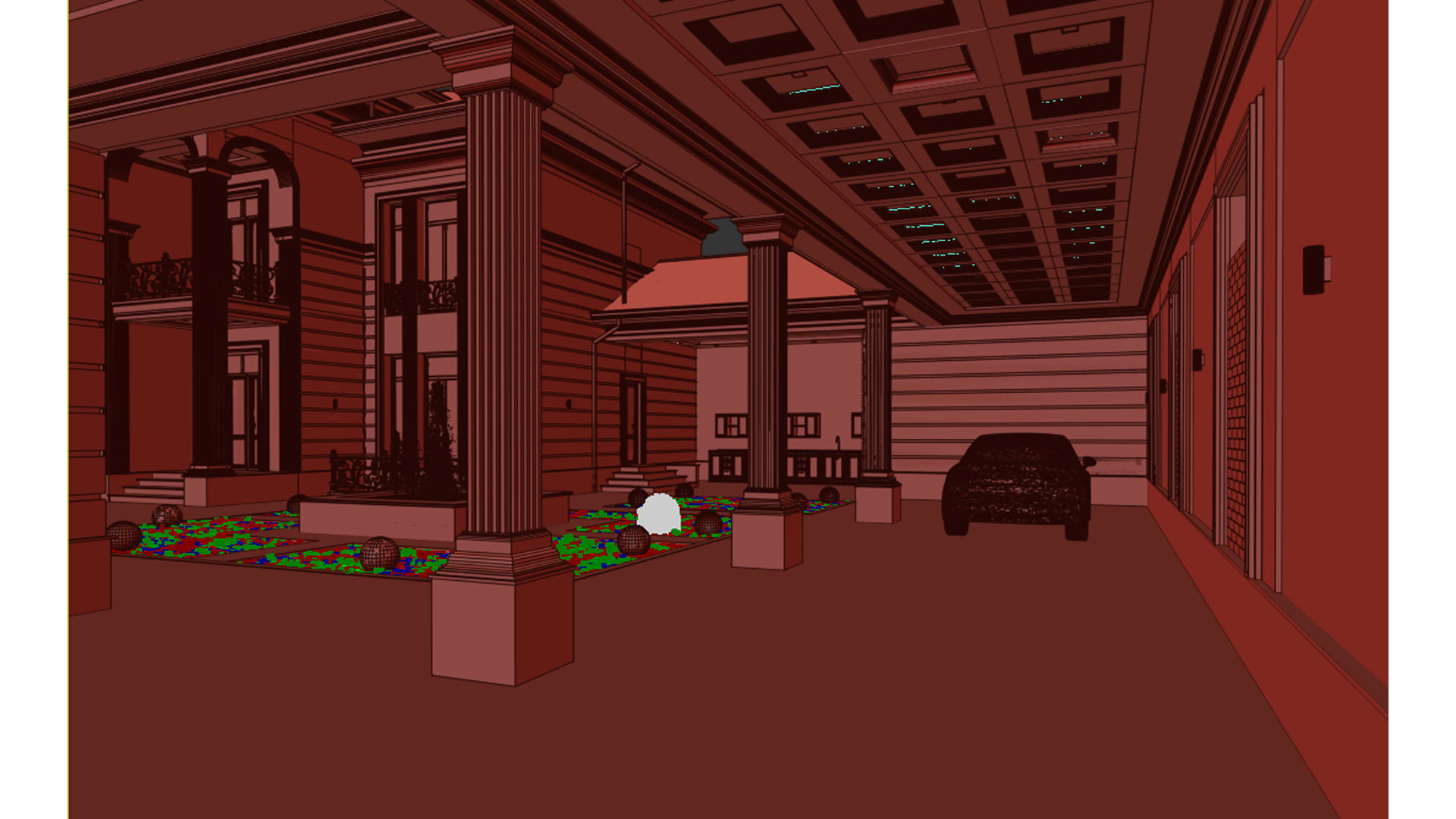 Two-story villa Facade design 3D model_17