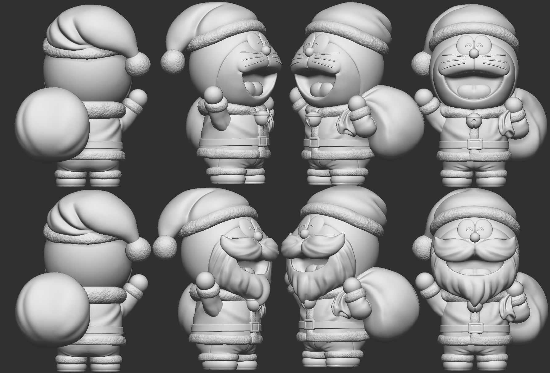 Doraemon Christmas with two versions 3D print model_4