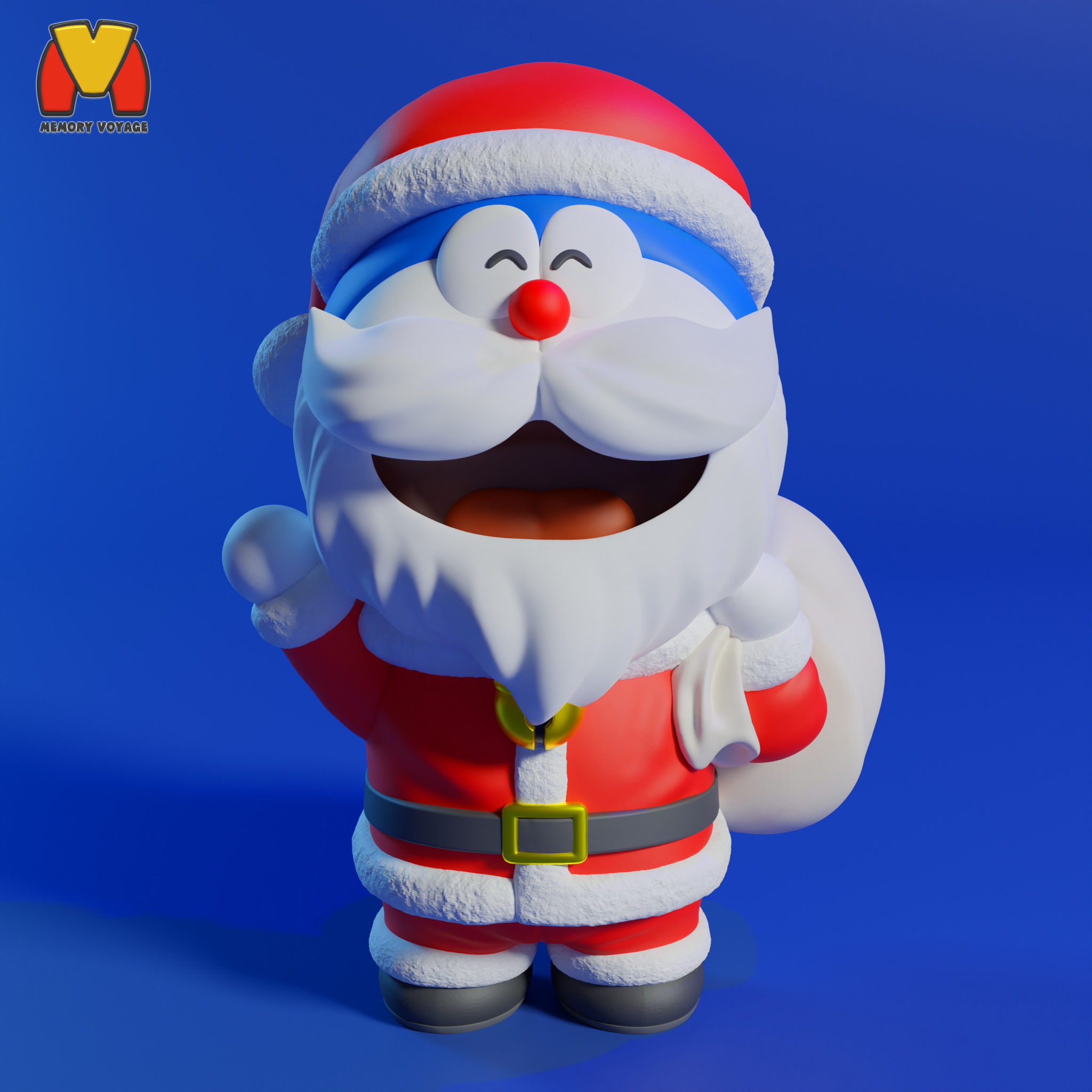 Doraemon Christmas with two versions 3D print model_1