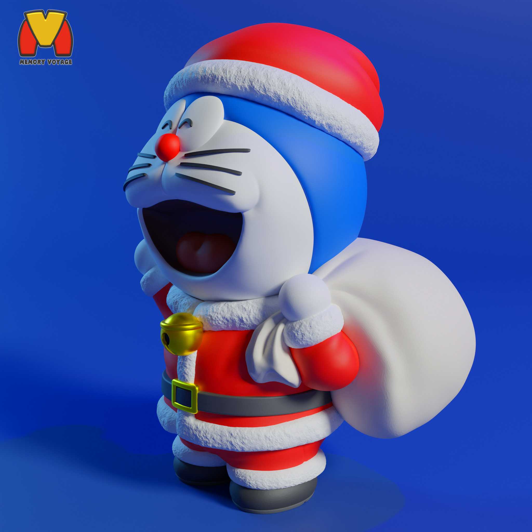 Doraemon Christmas with two versions 3D print model_2