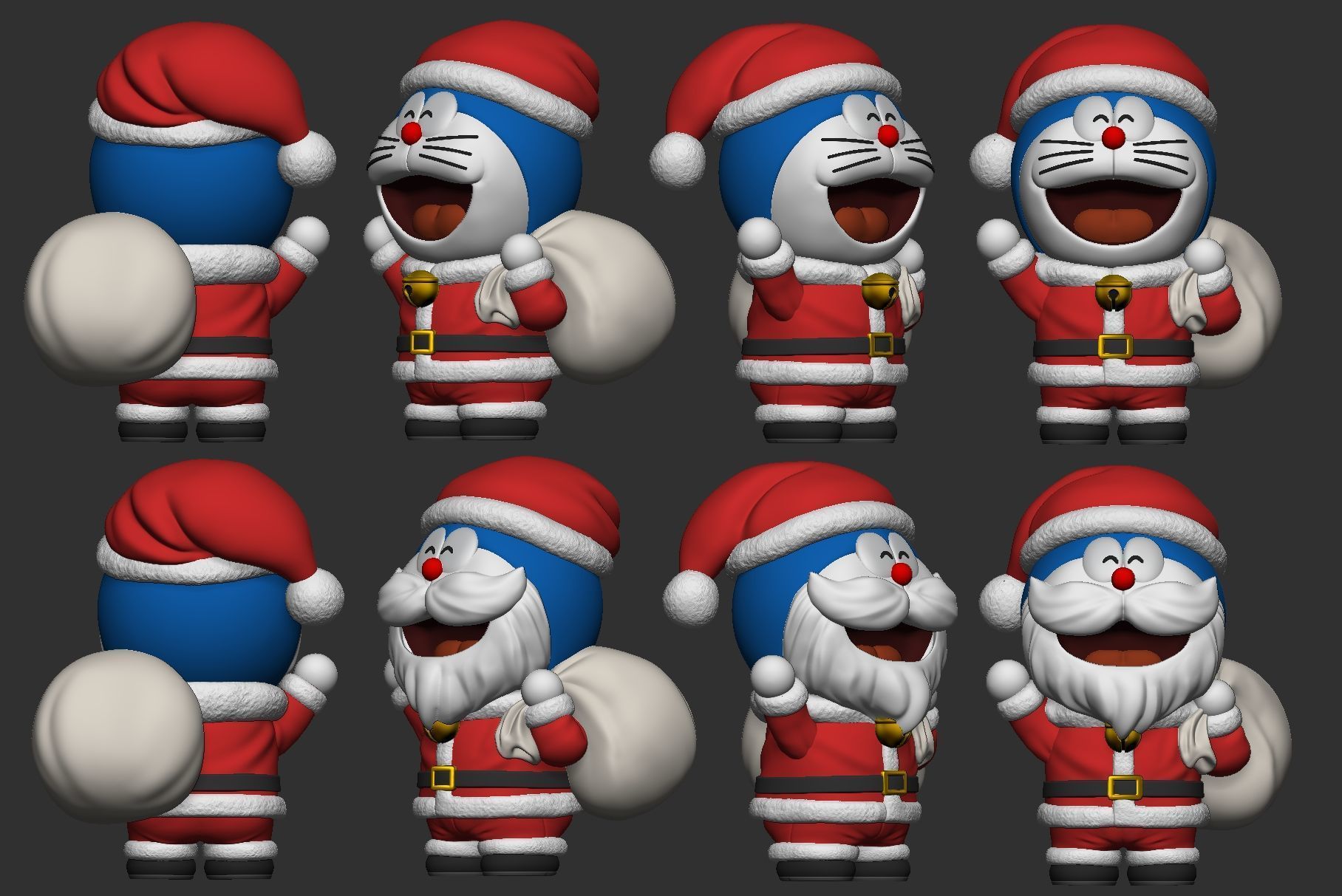 Doraemon Christmas with two versions 3D print model_5