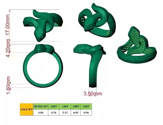 Green Snake design ring  3D model