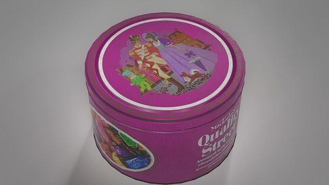 Old Quality Street Chocolate Sweet Tin Low-poly 3D model 3