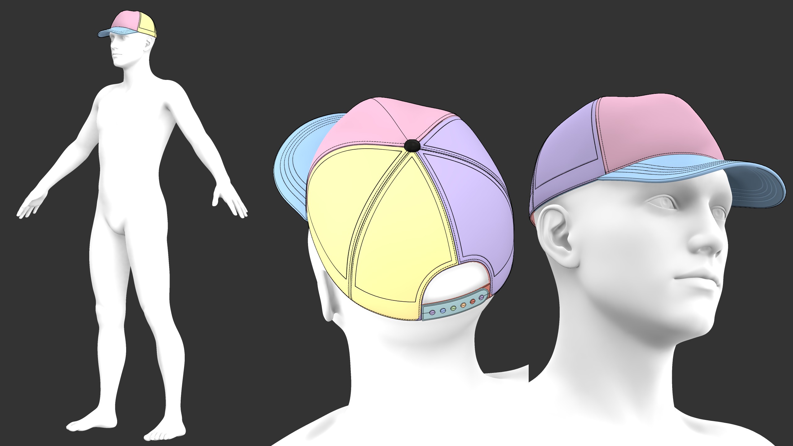 CASUAL CAPS PACK genesis8 highpoly 3D model_2