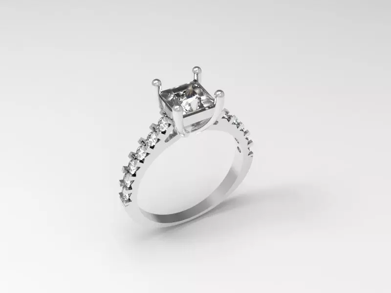 Proposal ring with princess  3D print model_0