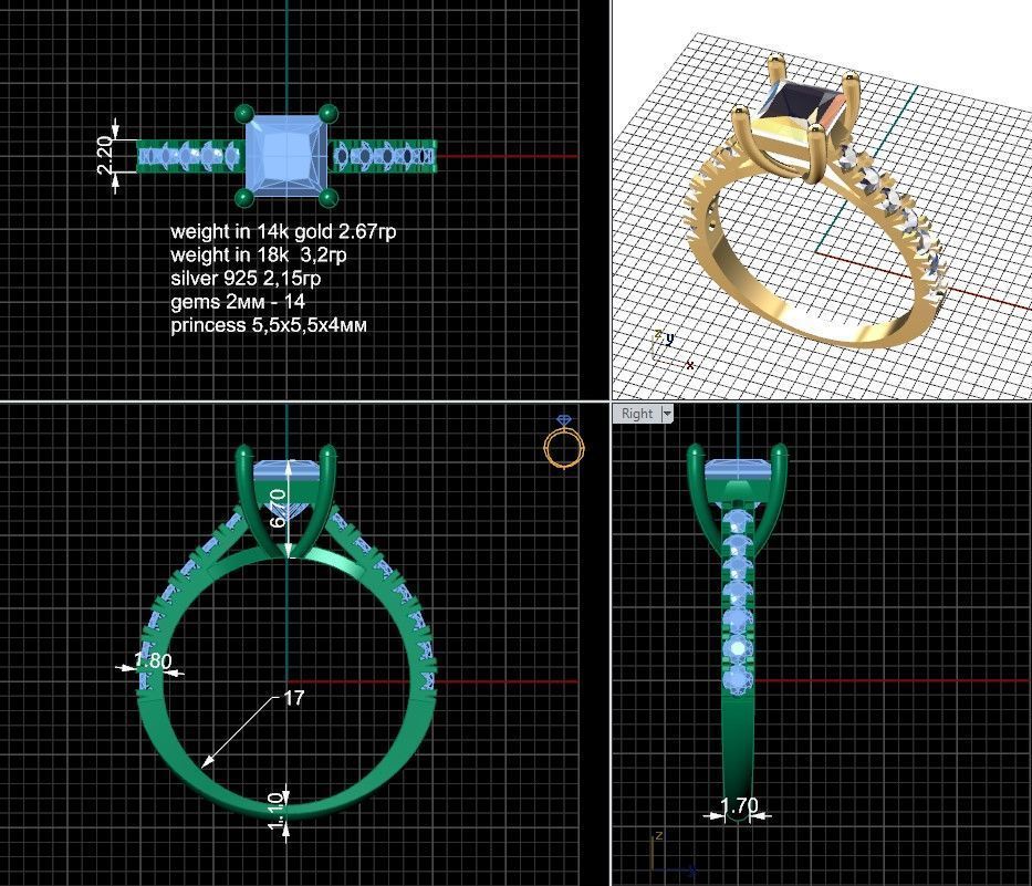 Proposal ring with princess  3D print model_3