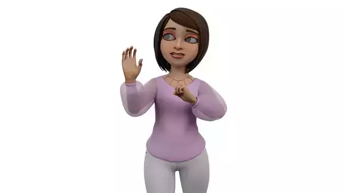 Cartoon Woman Character LORA BLENDER RIGGED