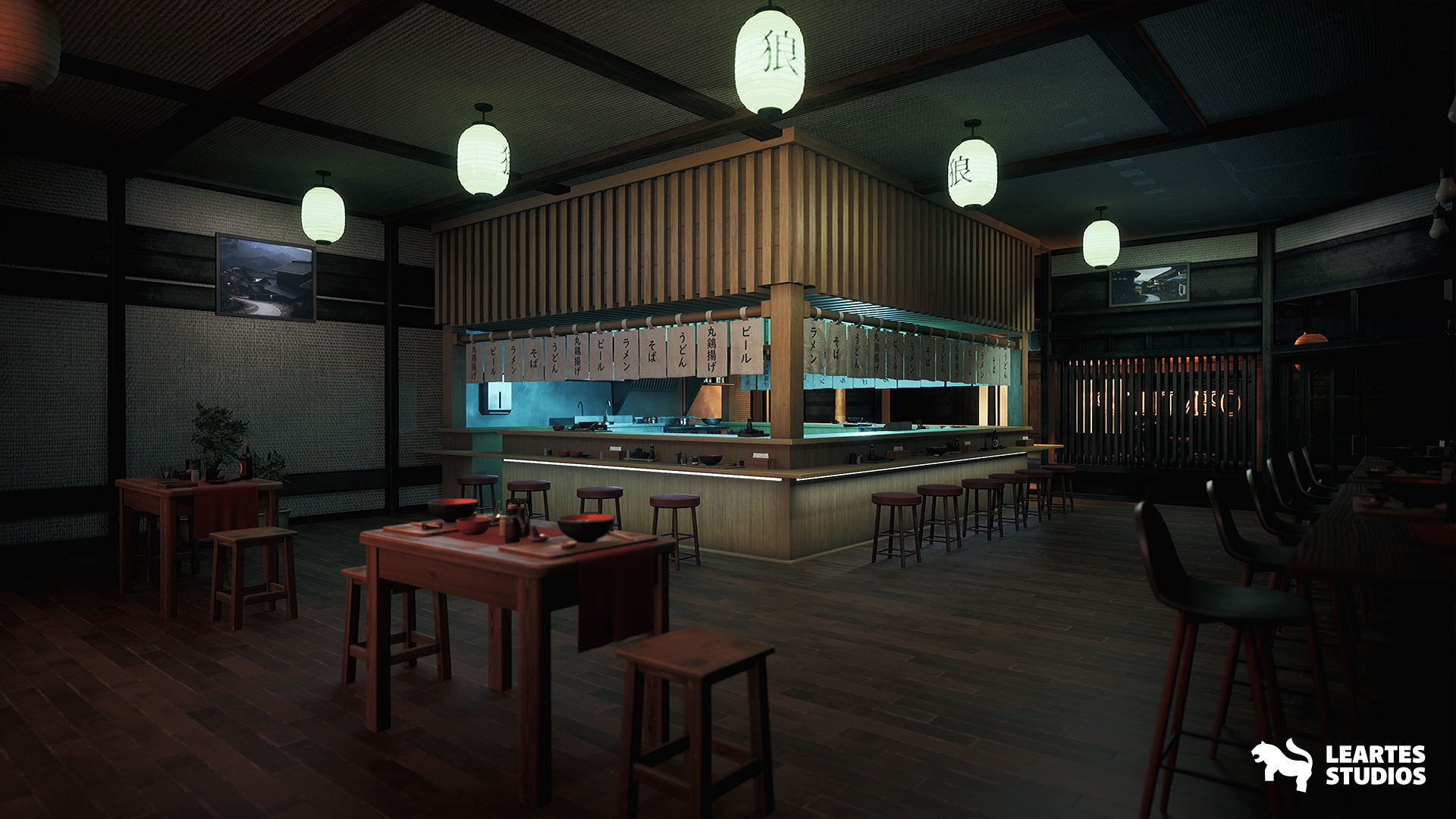 Ramen Restaurant Environment Low-poly 3D model_15