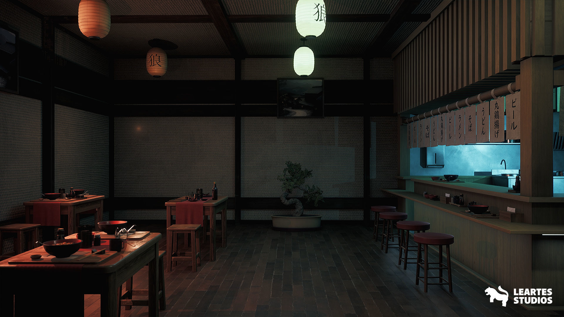 Ramen Restaurant Environment Low-poly 3D model_12