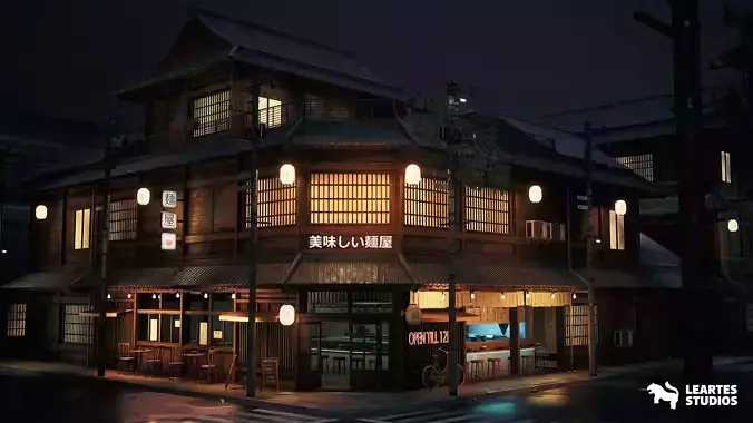 Ramen Restaurant Environment Low-poly 3D model