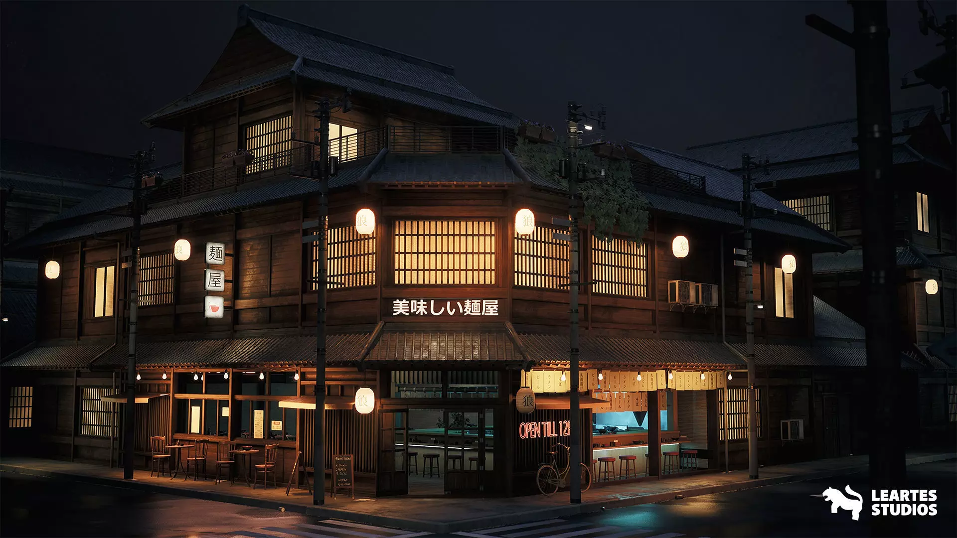 Ramen Restaurant Environment Low-poly 3D model_0