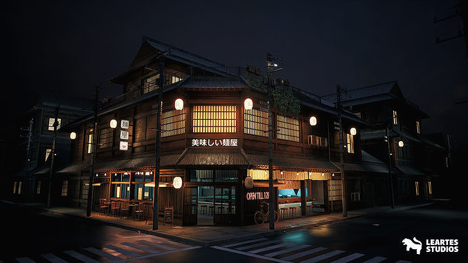 Ramen Restaurant Environment Low-poly 3D model 2