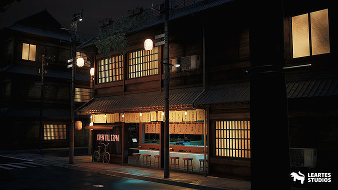 Ramen Restaurant Environment Low-poly 3D model 6