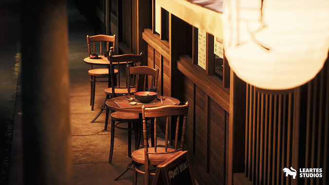 Ramen Restaurant Environment Low-poly 3D model 7