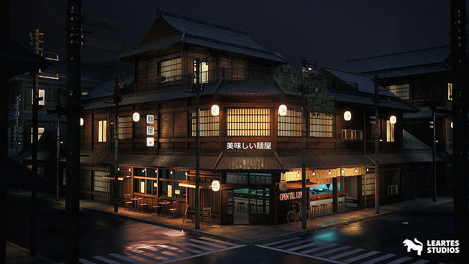 Ramen Restaurant Environment Low-poly 3D model 3