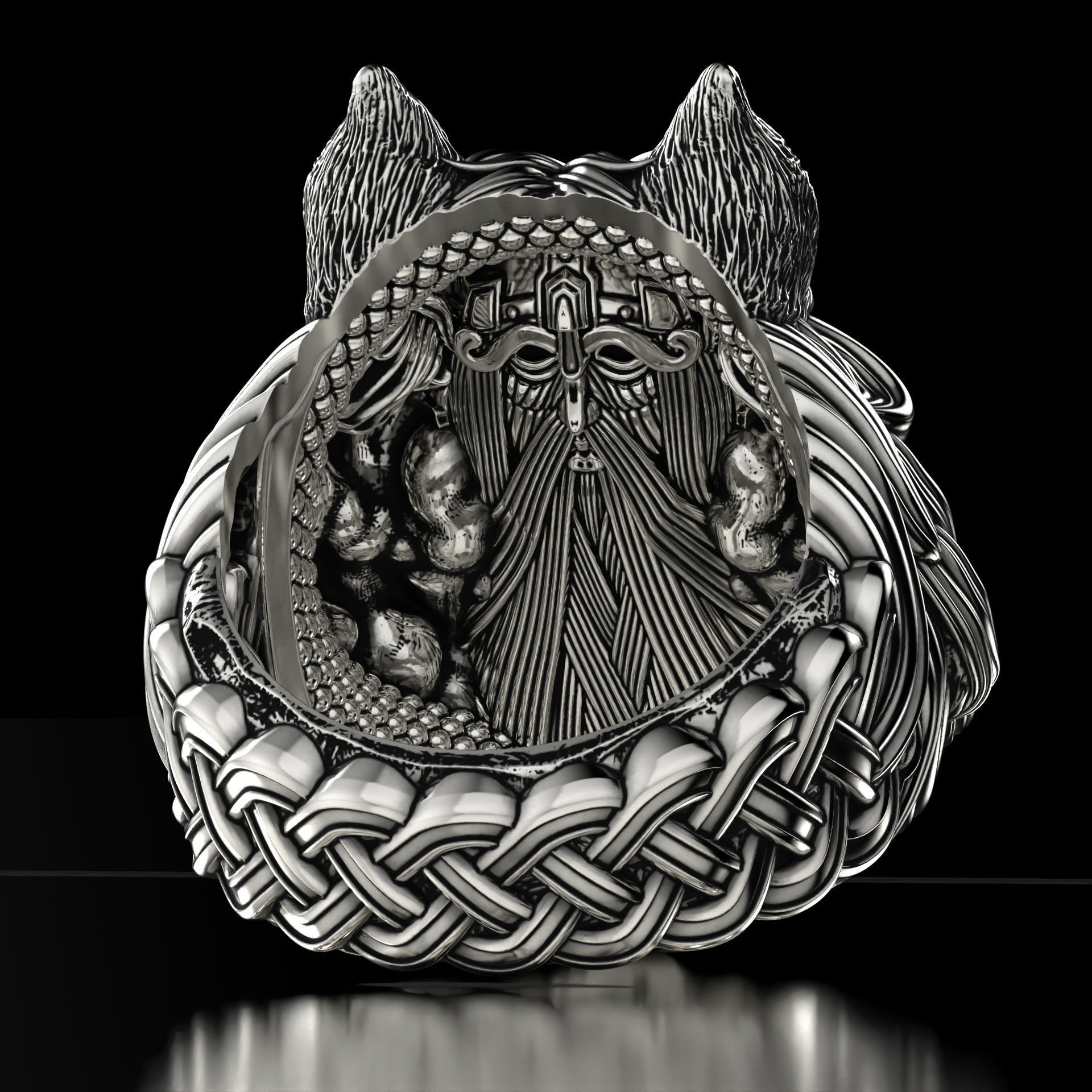 Fenrir Wolf Ring - STL 3D model for 3d printing 3D print model_3