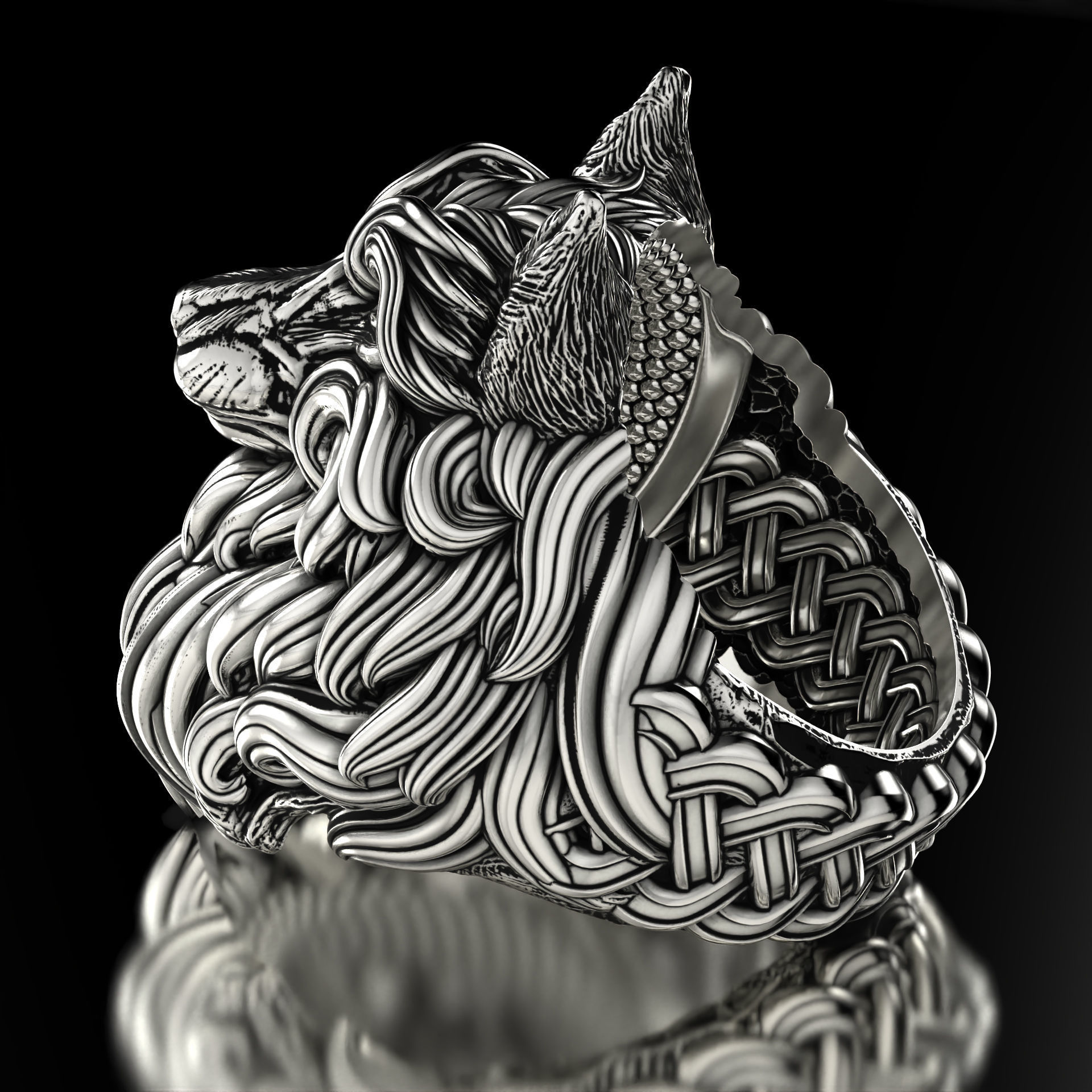 Fenrir Wolf Ring - STL 3D model for 3d printing 3D print model_1