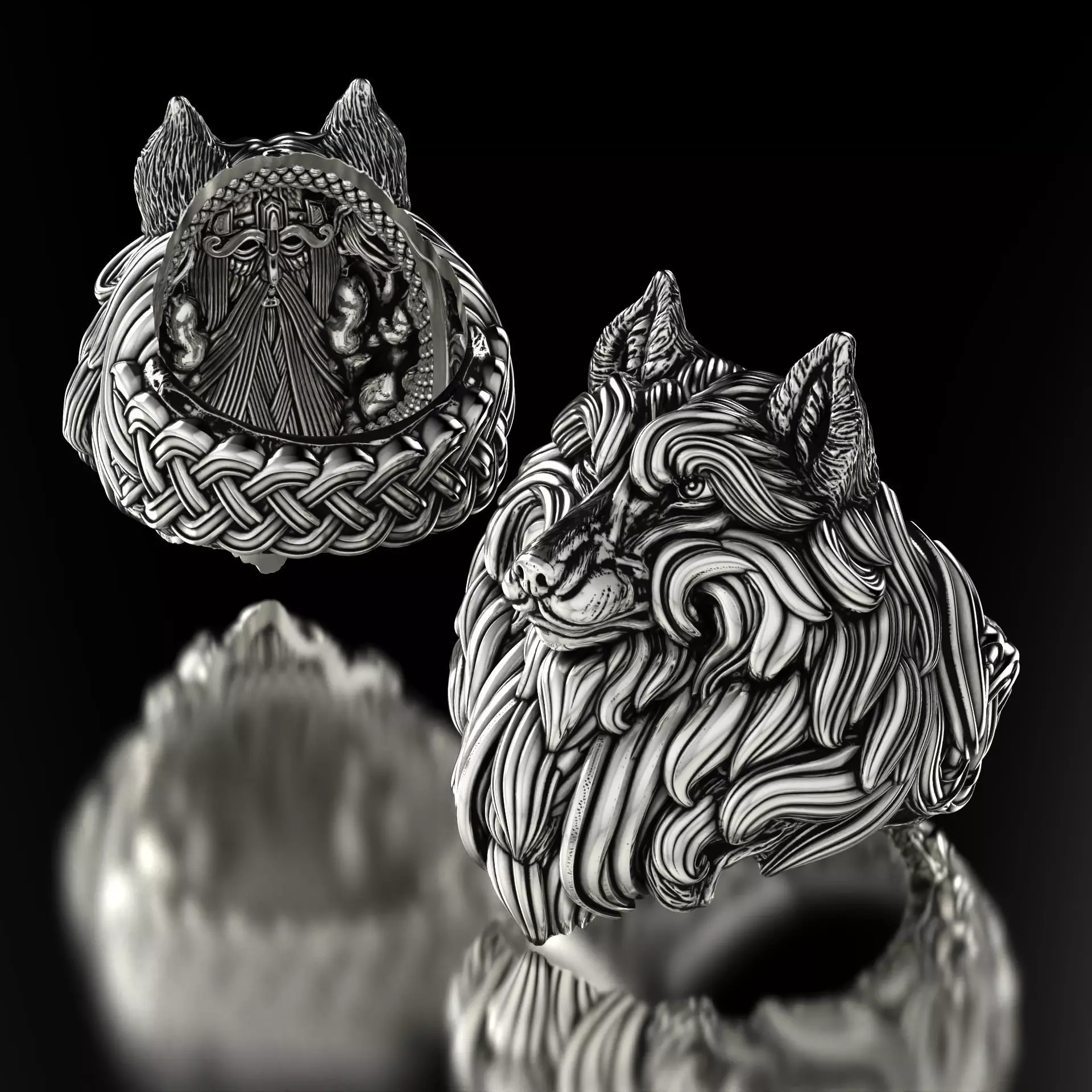 Fenrir Wolf Ring - STL 3D model for 3d printing 3D print model_0