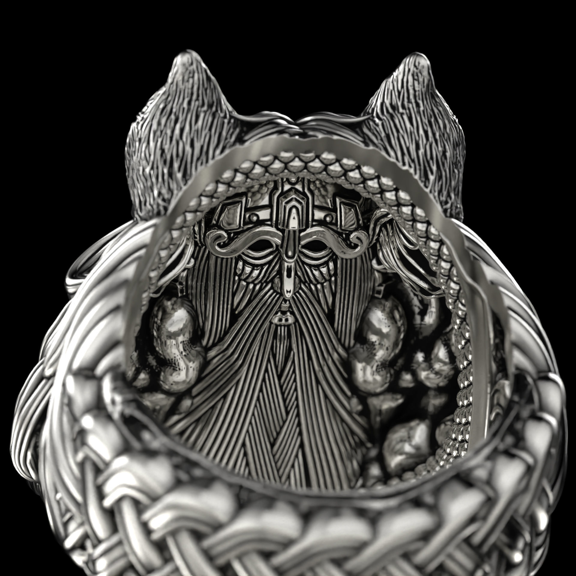 Fenrir Wolf Ring - STL 3D model for 3d printing 3D print model_4