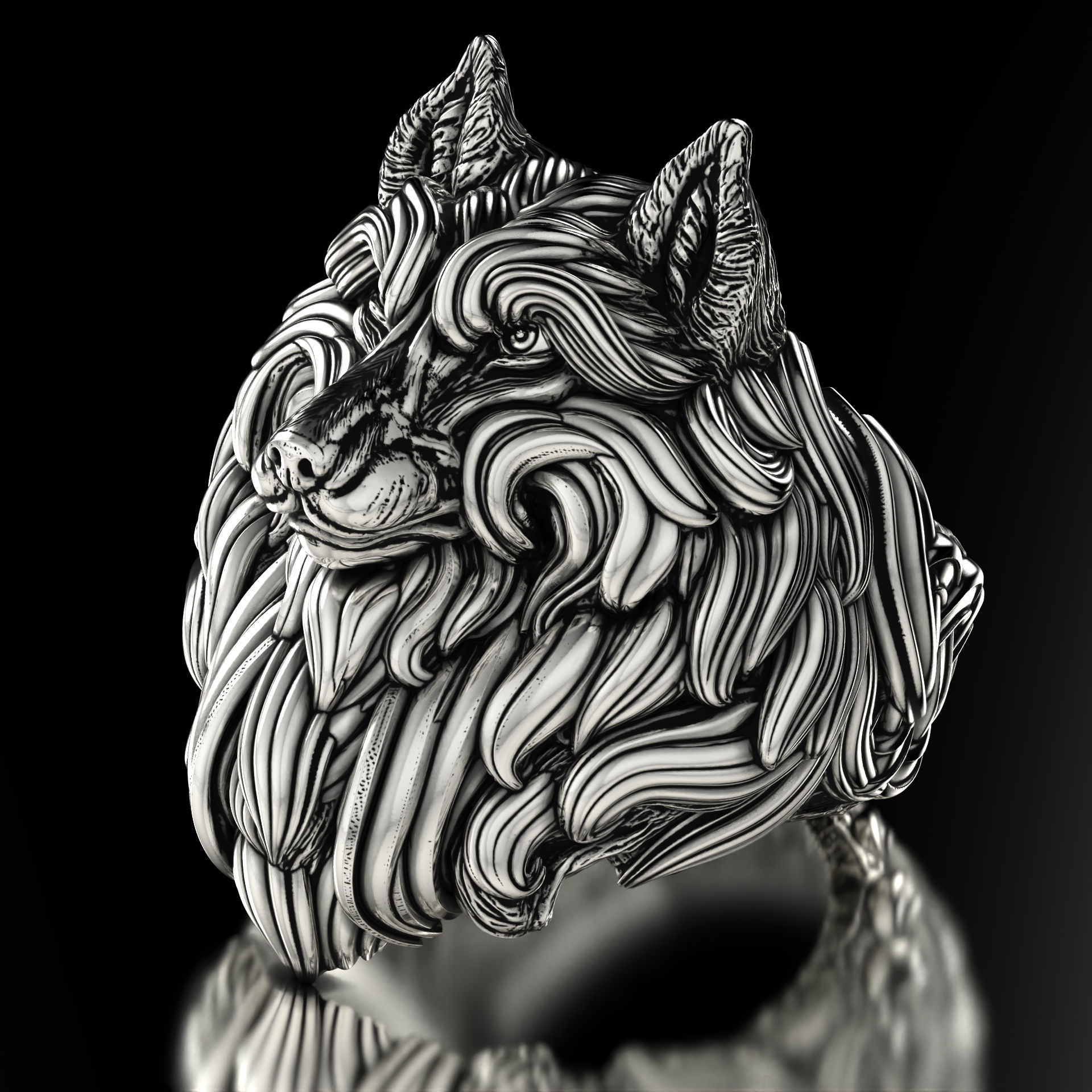 Fenrir Wolf Ring - STL 3D model for 3d printing 3D print model_5