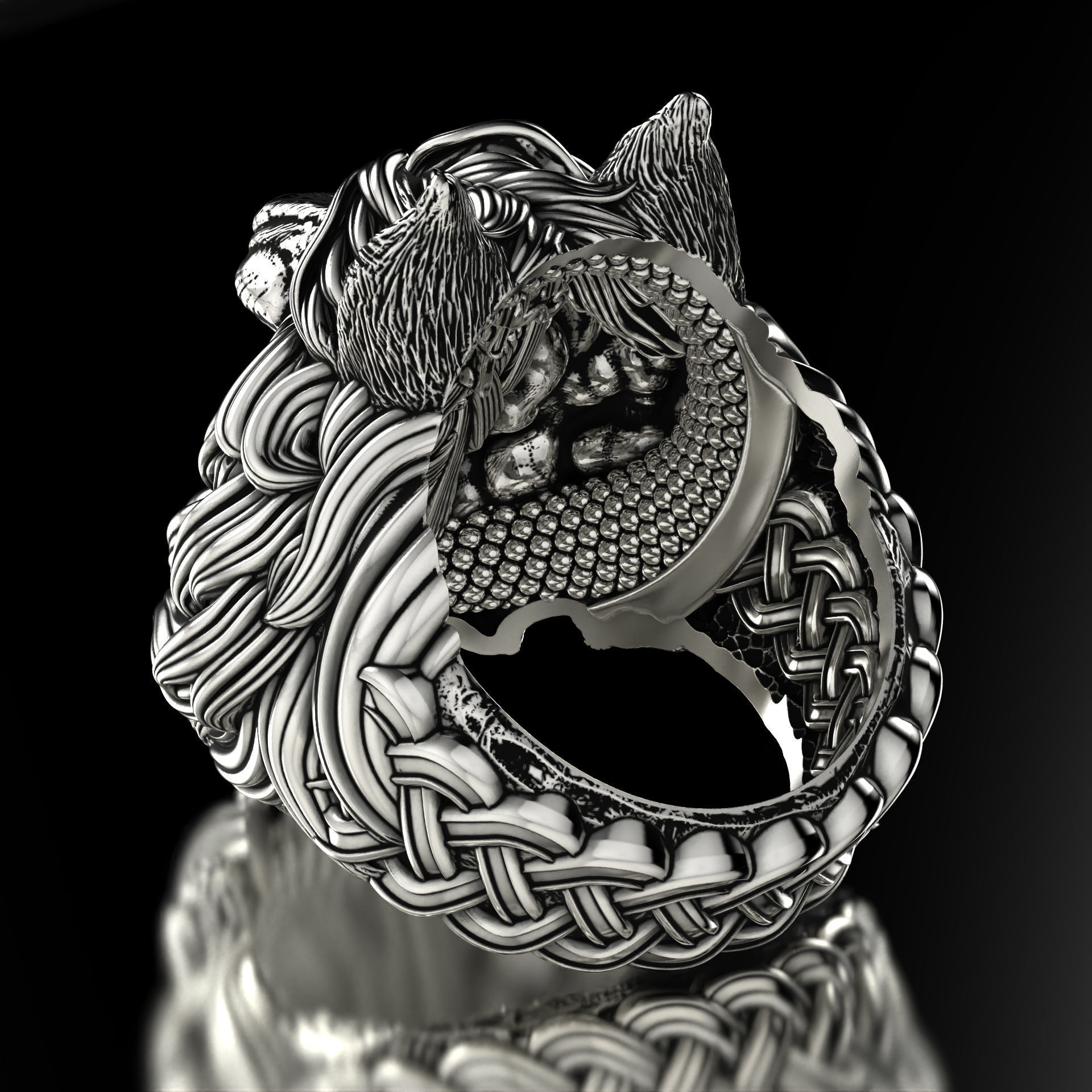 Fenrir Wolf Ring - STL 3D model for 3d printing 3D print model_2