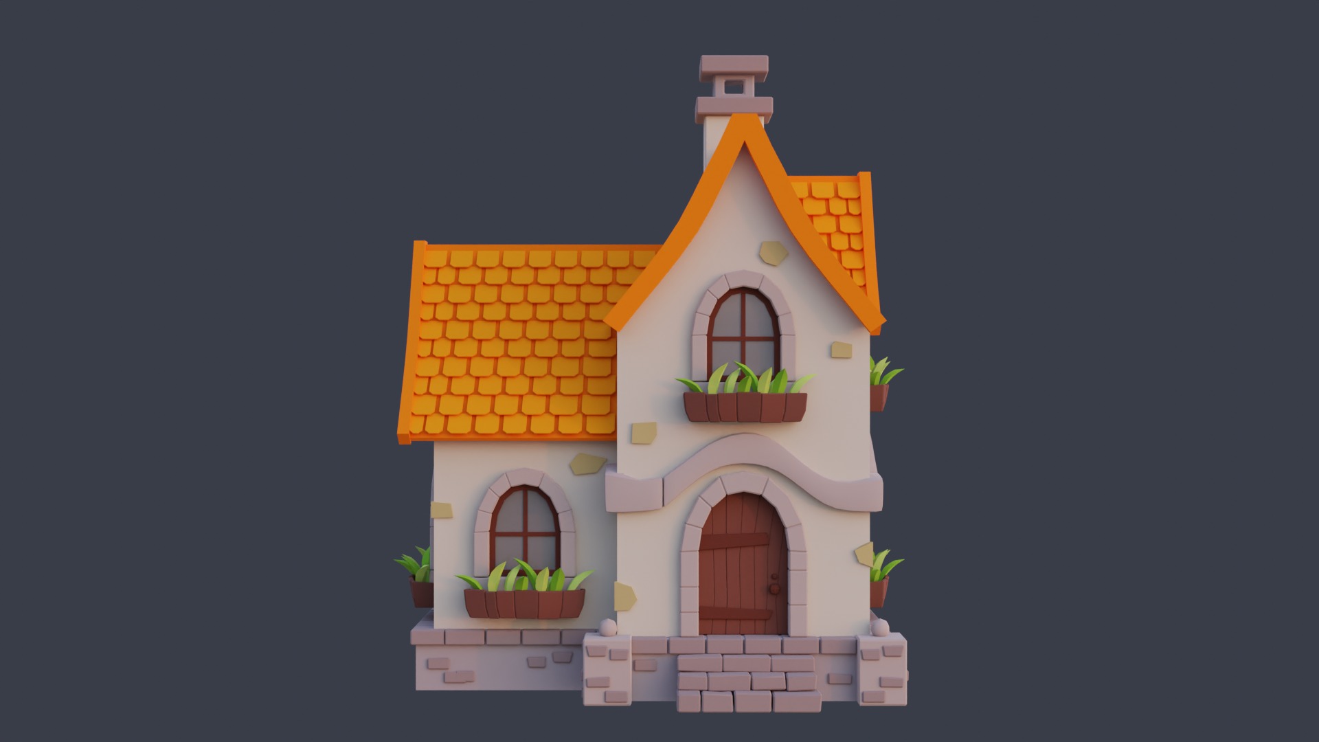 Cartoon House 10 Low-poly 3D model_3