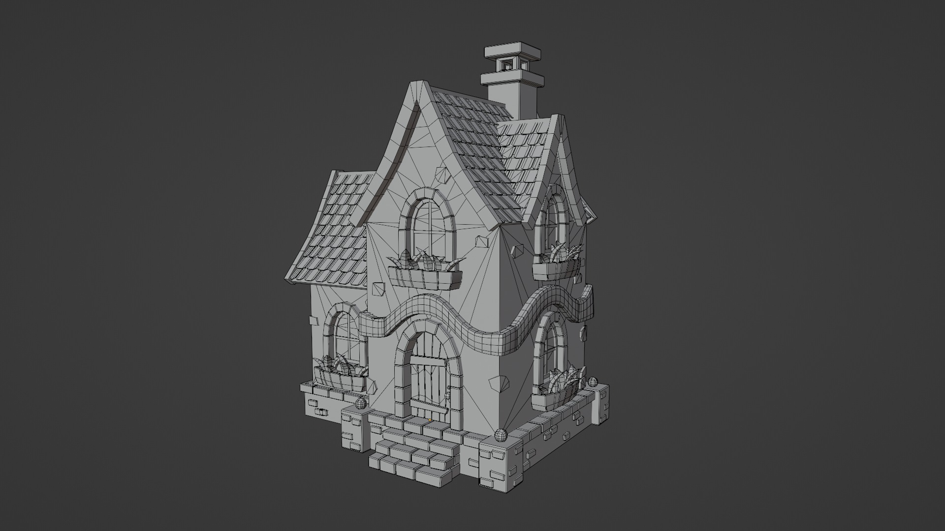 Cartoon House 10 Low-poly 3D model_5