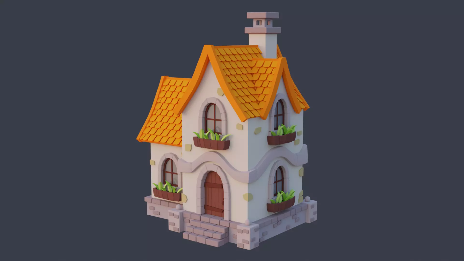 Cartoon House 10 Low-poly 3D model_0