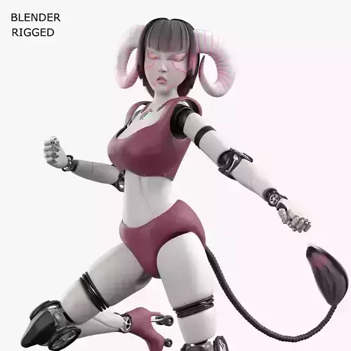 Robotic Character Hellen-Humanoid BLENDER RIGGED Low-poly 3D model