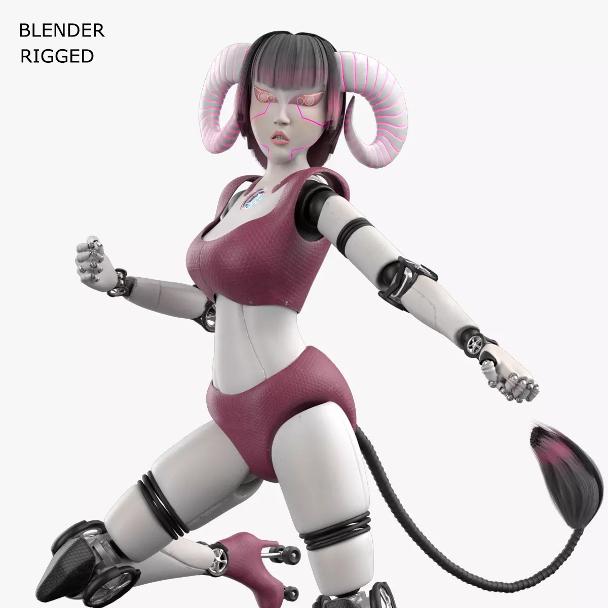 Robotic Character Hellen-Humanoid BLENDER RIGGED Low-poly 3D model_0