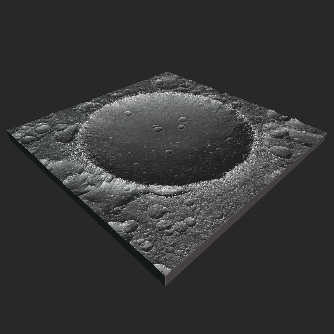 Large lunar crater Moon landscape 3D print model_3