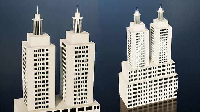 Commercial Backdrop Buildings Low-poly 3D model