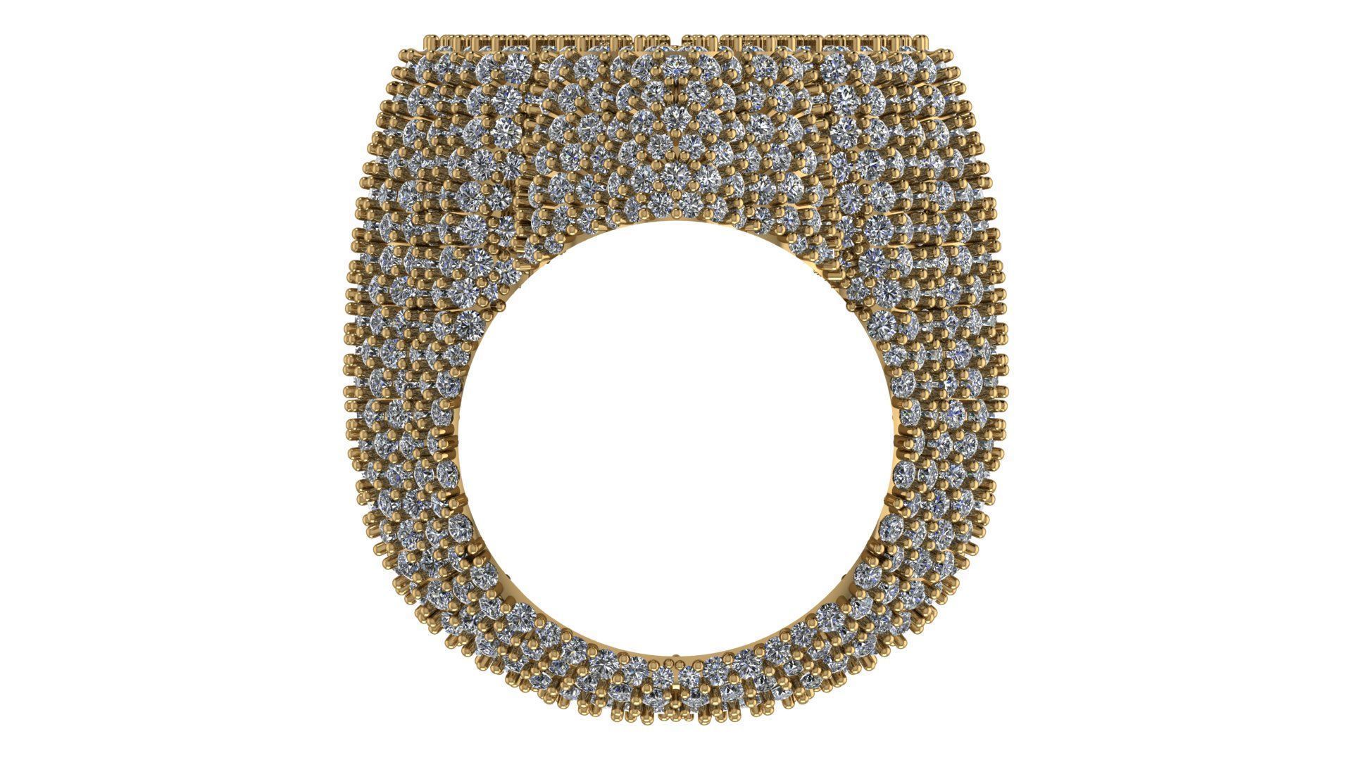 Cross Ring with Baguette and Diamond 3DM file 3D print model_4