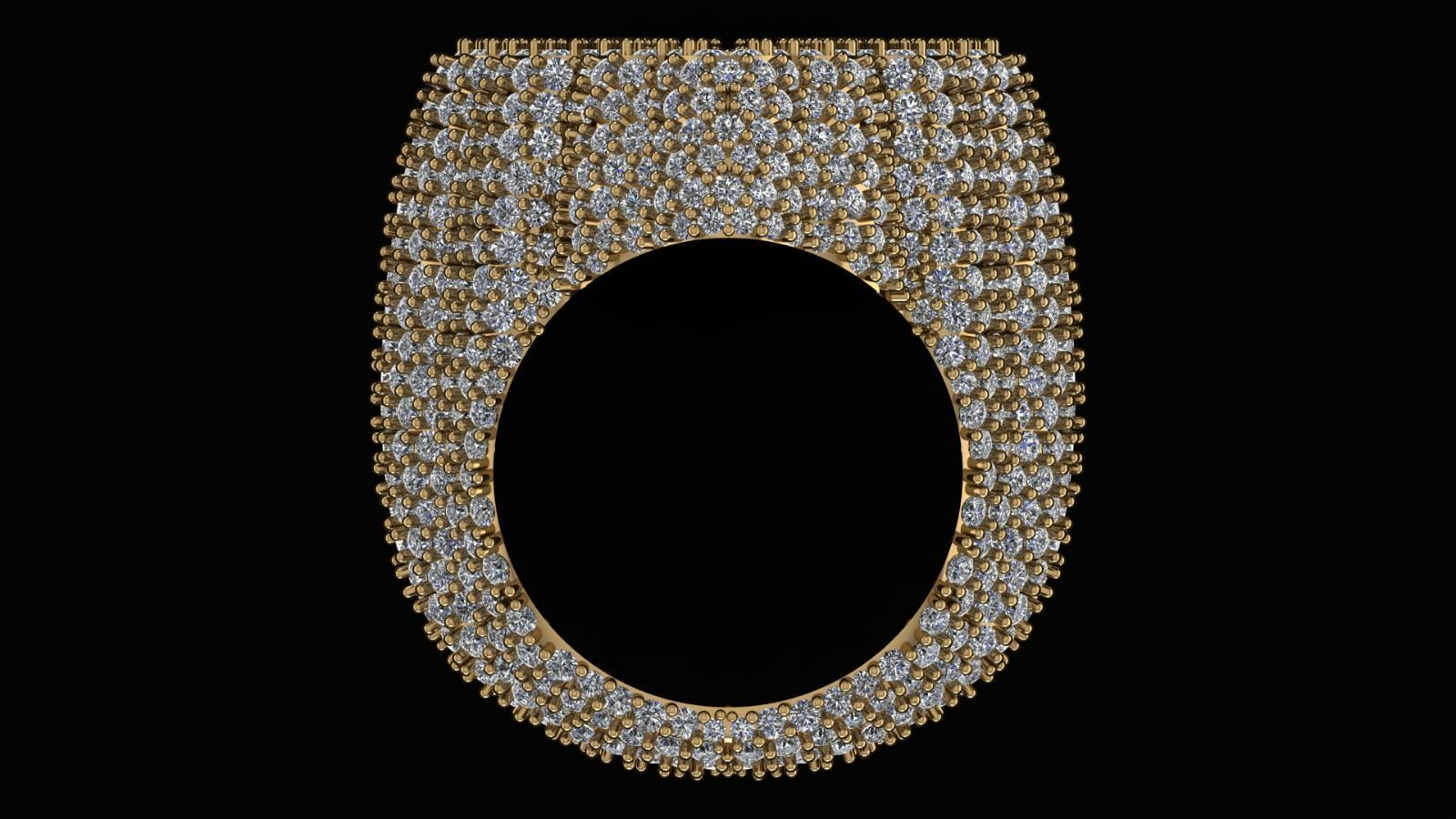 Cross Ring with Baguette and Diamond 3DM file 3D print model_2